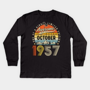 Awesome Since October 1957 Vintage 66th Birthday Kids Long Sleeve T-Shirt